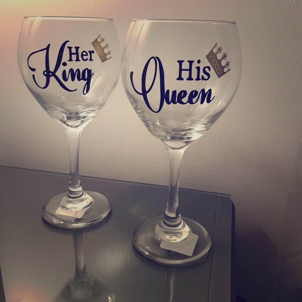 King & Queen wine glass set